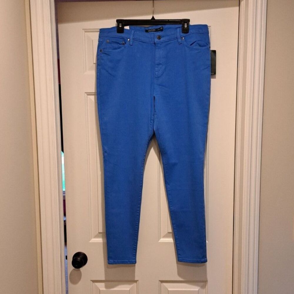 New Ralph Lauren Royal Blue Premier Skinny Stretch Five Pocket Jeans Pants 14W